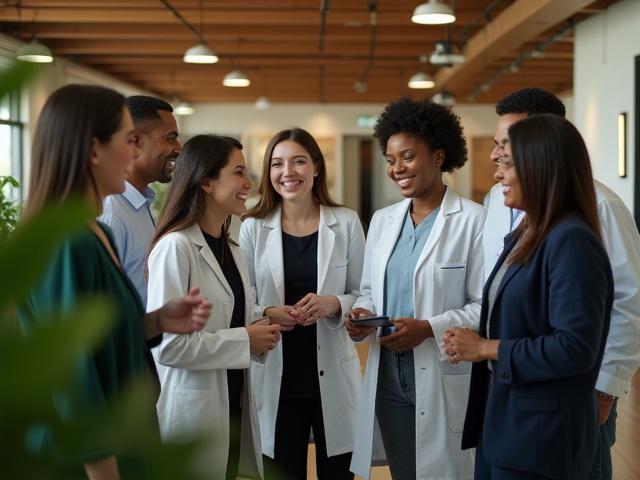Diverse Sylvan Health team smiling in a modern office